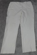 Chicos Straight Leg Crops Pants Women's Size 1 White Elastic Waist Pull On