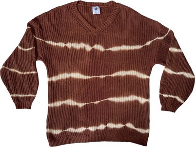 Like Love Womens Sweater Size XL Browns Striped Classic Casual Relaxed Slouchy