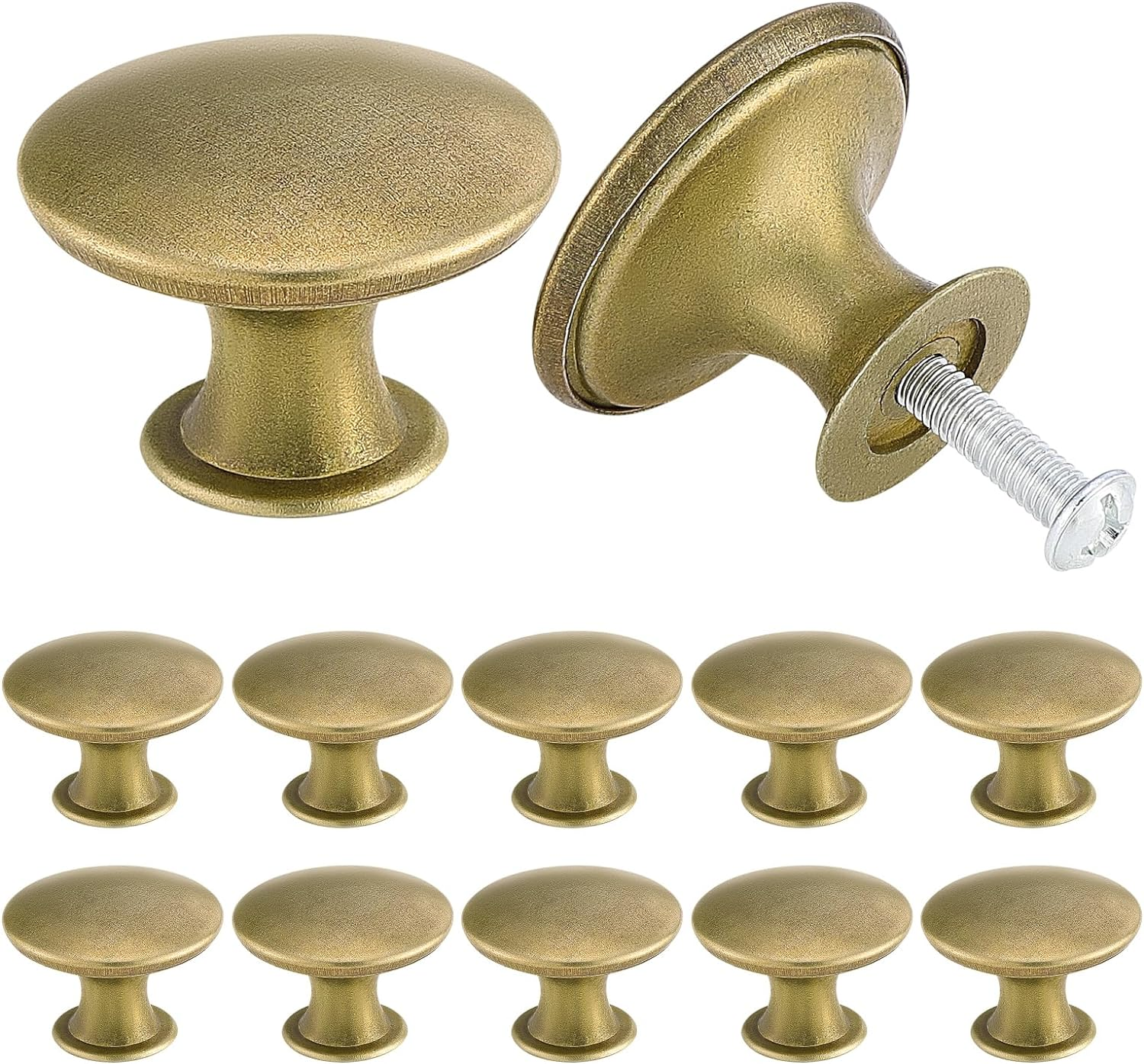 12PCS Vintage Cabinet Knobs, Chic Drawer Knobs, Antique Brass Kitchen Cupboard H