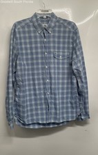 Lacoste Mens Blue Plaid Long Sleeve Collared Slim Fit Button-Up Shirt Size M