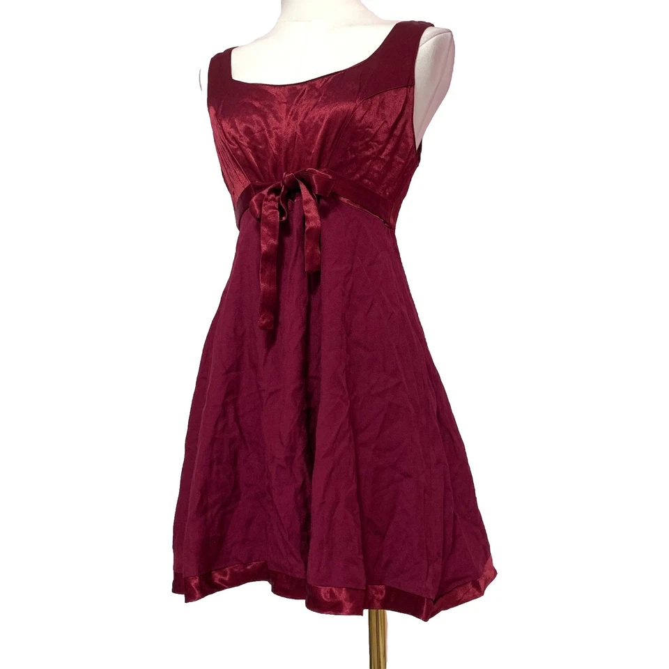 Mini Vestido Babydoll Borgoña Formal Vintage Años 90 Y2K XOXO Talla 3 Foto 2 de 4