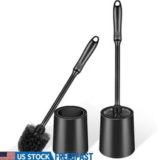 2 Pack Toilet Brush Ergonomic Handle Deep Clean Compact Durable Bristles New