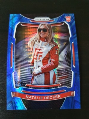 Natalie Decker 2021 Panini Prizm NASCAR Racing Rookie Card Carolina Blue Hyper