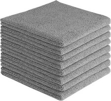AIDEA 8 Pack Microfibre Cloths 30x30cm Lint Free Grey