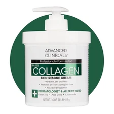 Advanced Clinicals Collagen Cream Body & Face Moisturizer | Dry Skin Rescue Coll