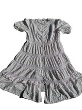 LoveShackFancy White Lace Ruffle Button Puff Short Sleeve Dress 22W