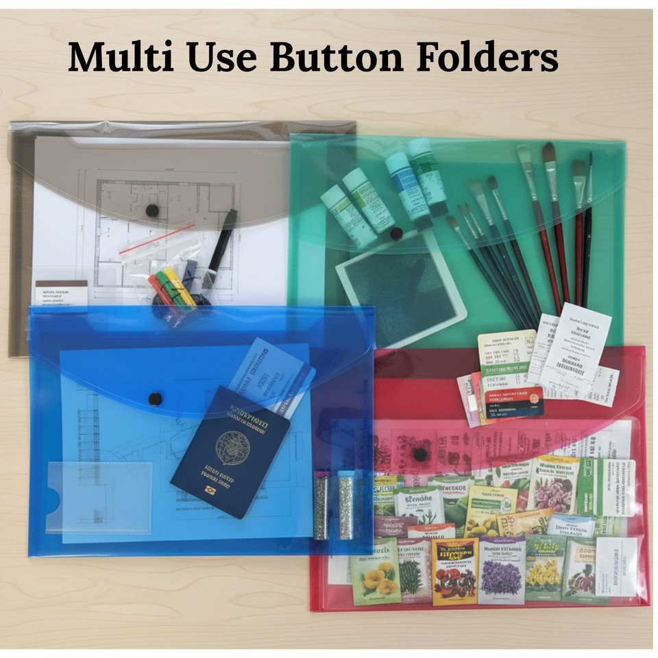 A4 Plastic wallets Stud Document Wallet Files Folders Filing School ...