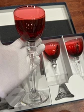 SAINT LOUIS CRYSTAL FRANCE "GRAND LIEU" RUBY RED 8 OZ. HOCK WINE GLASS MINT