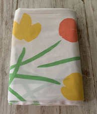 Marimekko SEVEN FLOWERS Queen Flat Sheet Tulip Primary Colors White Iconic Print