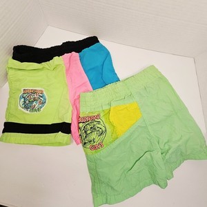 Vintage 80s 90s Kids Toddler 4T Abstract Lightweight Surf Beach Shorts 2 Pair 