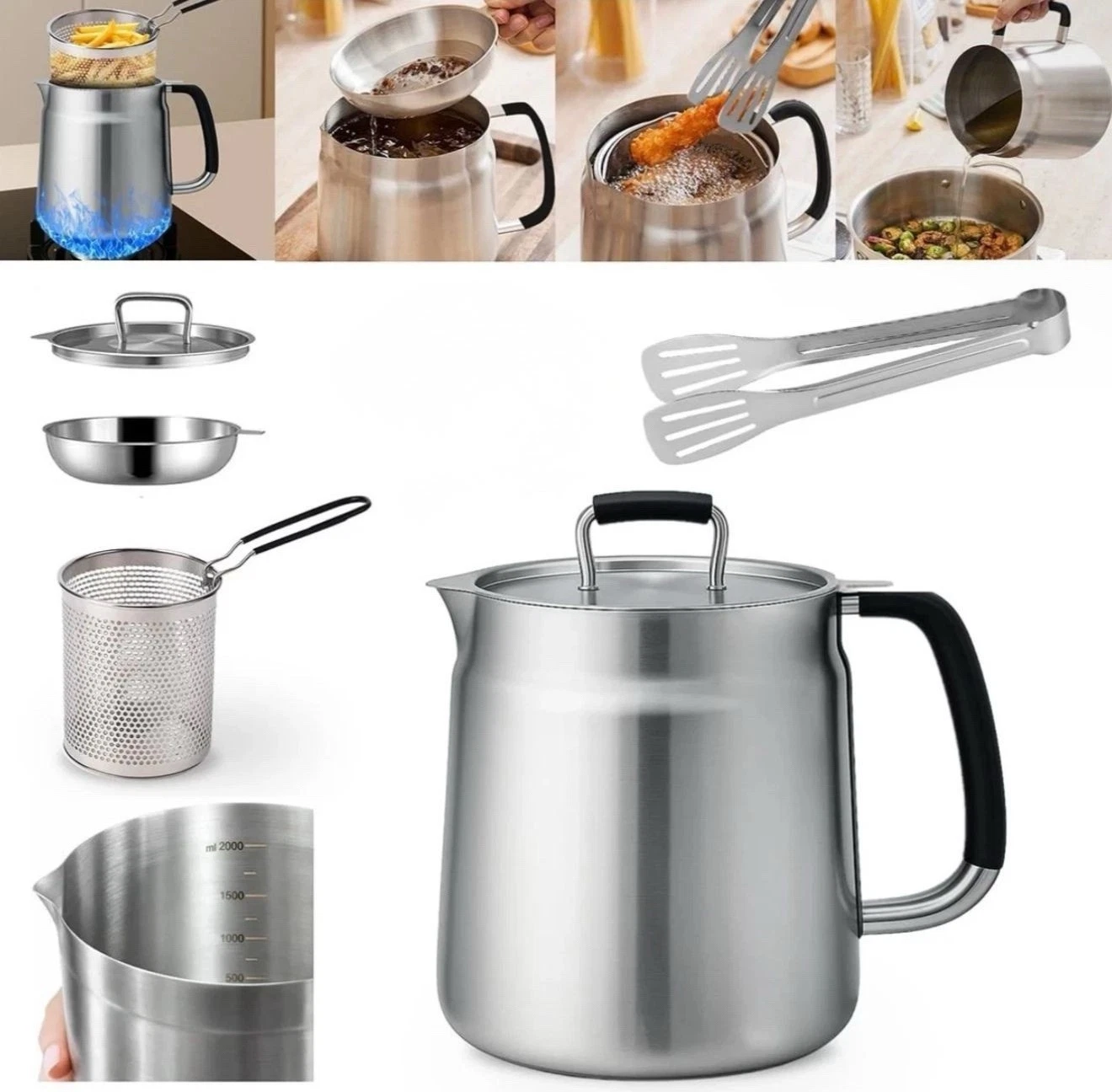 2L Stainless Steel Oil Filter Pot, 68 Oz Bacon Grease Container 3-In-1 Multi-fun
Opens in a new wind