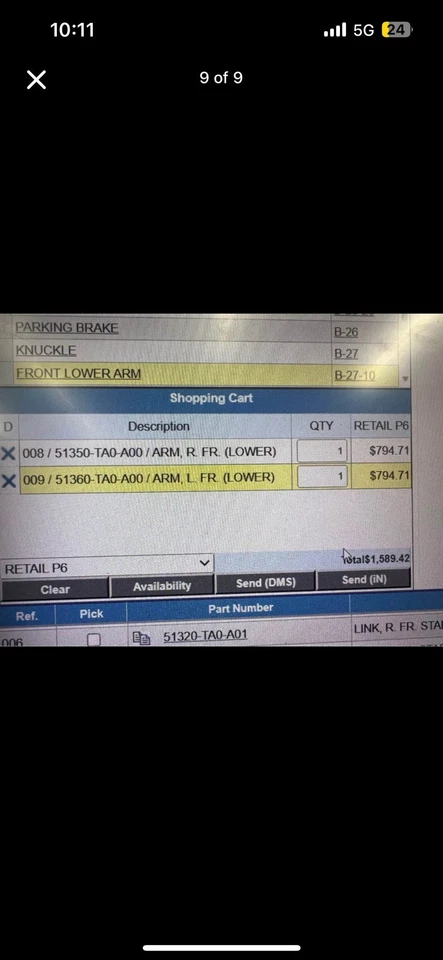 Brazo de control inferior izquierdo pasajero delantero pasajero Honda Accord 08-12 2,4 L OEM B Foto 2 de 4