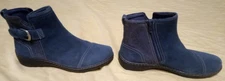 Clarks Collection Womens' Suede Ankle Boots Cora Marigold Blue Size 7