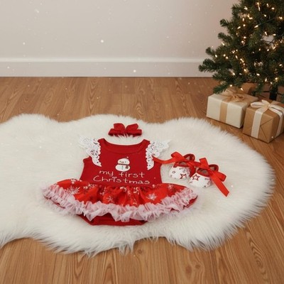 3 Stück Tutu Strampler Kleid Rüschenärmel Baby Mädchen Outfit Set für Foto