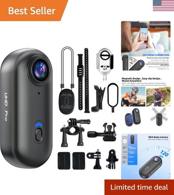 64G Body Camera 4K, POV Pro 4K,Wearable Camera with 360°Rotatable Clip & Ma