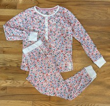 Cuddl Duds Pajama Set Womens Small Multicolor Heart Print Thermal Henley Top