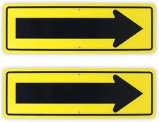 2-Pack Large Arrow Symbol Sign,for Indoor or 18'' x 6'', Reflective Yellow