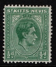 St Kitts Nevis 1938 1950 King George VI ½d blue-green SG68a Mint