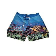 Polo Ralph Lauren Swim TrunkMens XL Blue Regal Angelfish Lined Shorts VTG 90s