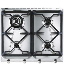 SMEG SRV564GH3 Table De Cuisson 60CM Inox 4 Brûleurs Grilles En Fonte