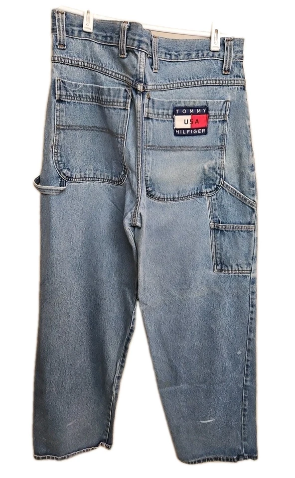 Tommy Hilfiger Mens Carpenter Blue Jeans Baggy Wide Leg Size 36x32 - Image 2 of 4