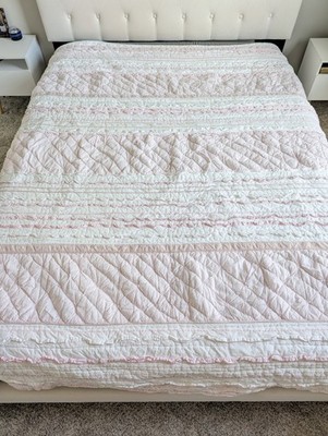 Discontinued Pottery Barn Kids Pink Quilted Bedspread Lined Heavy Size 86x87''