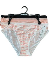 NWT DKNY 3-Pack Bikini Panties - Logo Print  Solids, size large