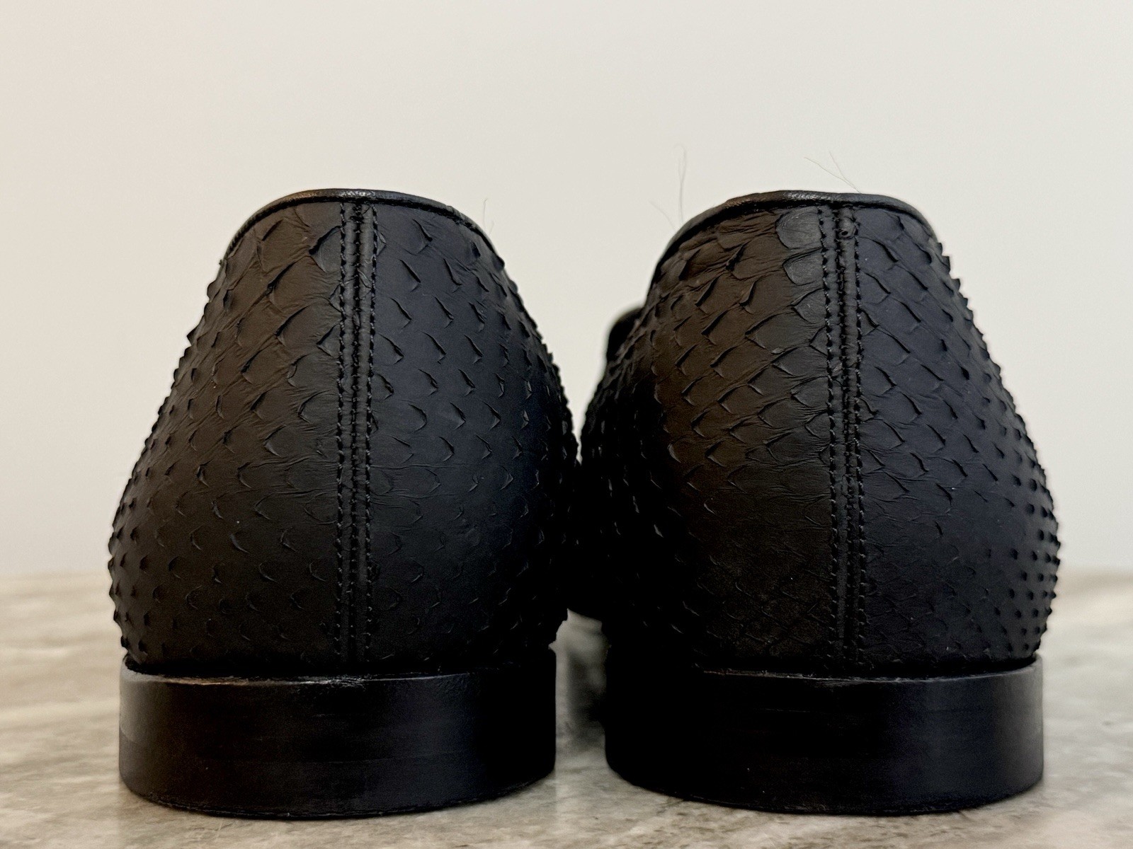 MANOLO BLAHNIK BLACK PYTHON SNAKE SKIN MARIO LOAF… - image 7