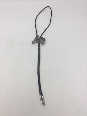 Vintage 1995 Signed Ege Horse Design Silver Tone Bolo Tie Western Americana