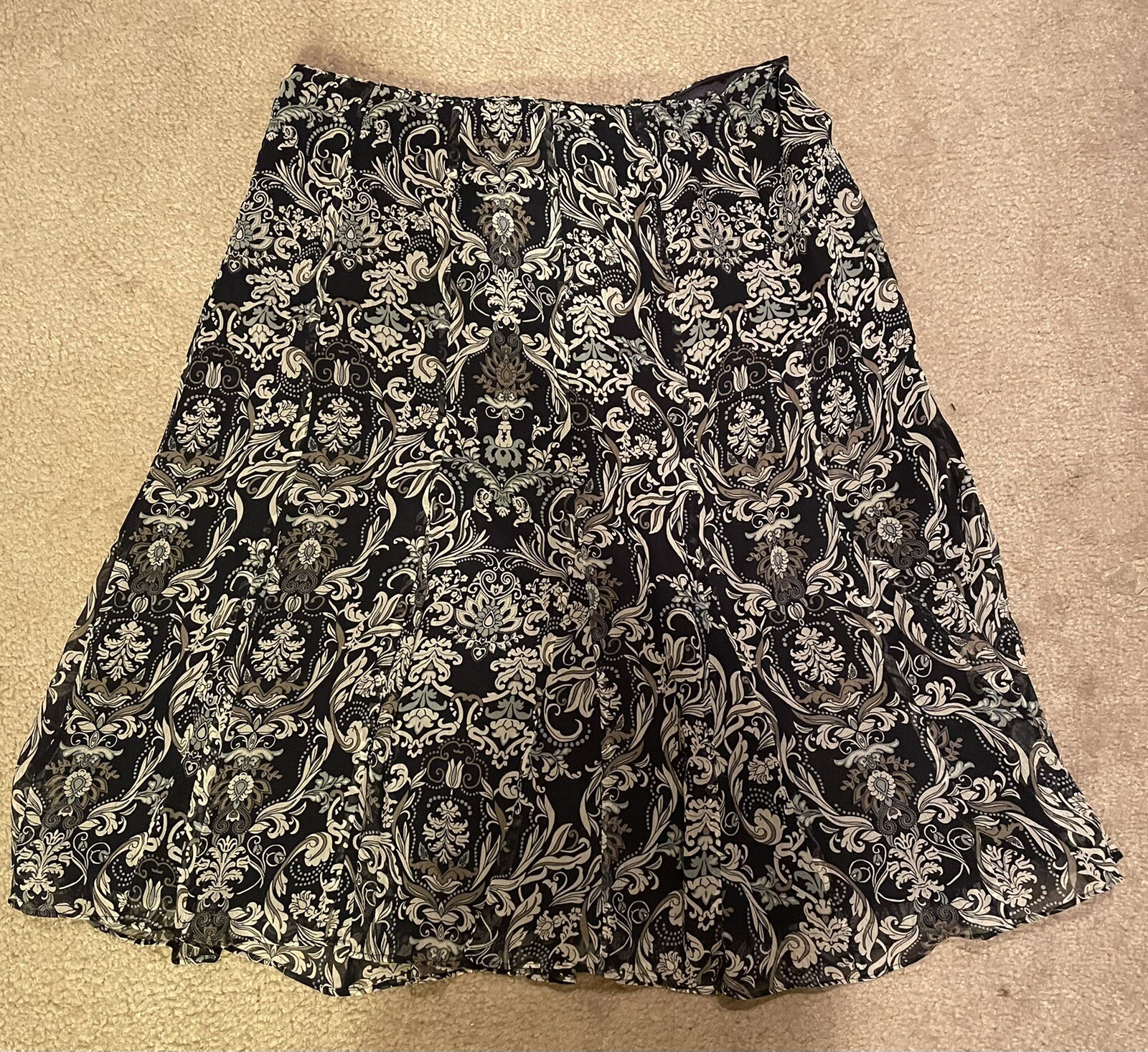 Pendleton Beautiful Lined  100% silk Navy Blue Pr… - image 1