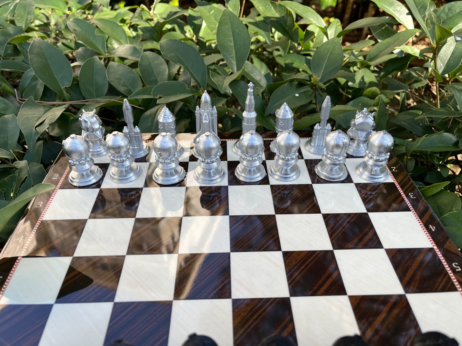 Space Race Chess Set w Handmade Chess Board - Cold War Chess -Rocket ...