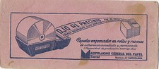 Trockenpapier mit Werbung f&uuml;r allgemeine Papierhandhabung. Torent-Barcelona.