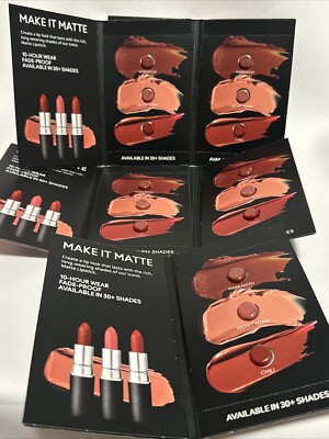 5 X MAC Matte Lipstick 3-Color Sample Card: Marrakesh, Velvet Teddy, Chili