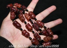 Old Chinese Dynasty Natural Hetian Jade Carve Bear Bear Beast Animal Necklace