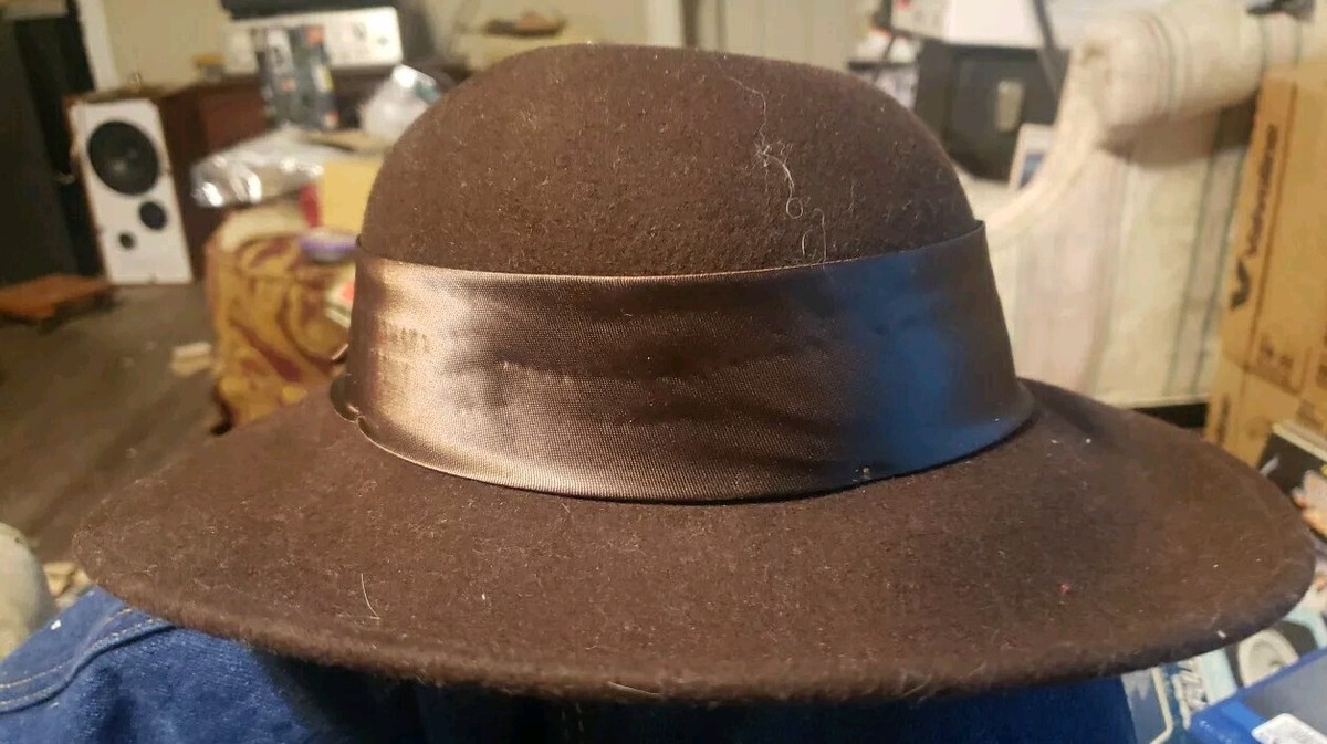 Amanda Smith Fedora Hat Wool Brown With Ribbon | eBay display picture 3