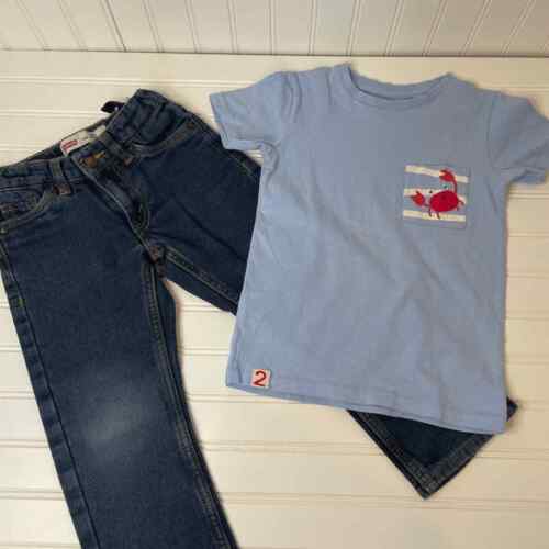 Next 82 & Levis Blue Short Sleeve Tee Shirt & Jeans Size Boys 4T Bundle Of 2 - Picture 1 of 7