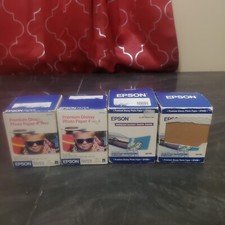 Lot of 4 Genuine Epson Stylus Gloss Photo Paper Rolls 4"x26' Premium OEM White