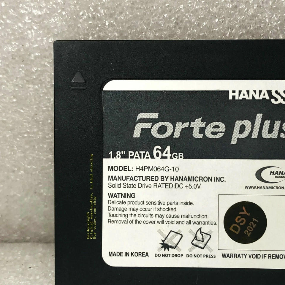 Forte pIus 1.8"PATA 64GB IDE HANA SSD H4PM064G-10 flash memory (Made in KOREA) - Image 4 of 4