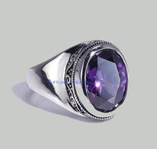 Natural Amethyst Gemstone with 925 Sterling Silver Ring For Men's C432