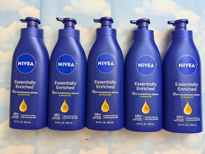 LOT (5) NIVEA ESSENTIALLY ENRICHED 48HR BODY LOTION VERY DRY SKIN 16.9 FL OZ