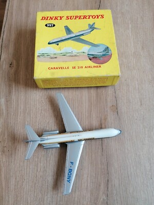 DV4126A DINKY TOYS FR CARAVELLE SE210 BIREACTEUR Ref 60F ETAT MOYEN EN BOITE