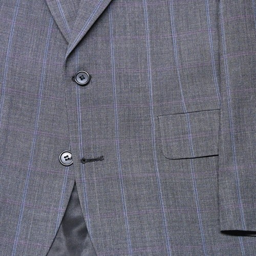 Vtg 80s Stanley Blacker 36L 31x30 USA Made Gray Windowpane Wool Mens Suit - Picture 3 of 12