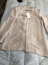 Erica Hannah Beaded Jacket Dress Platinum Size 14 Nwt