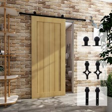 CCJH 4-14FT Heavy Duty Sliding Barn Door Hardware Kit with Floor Guide