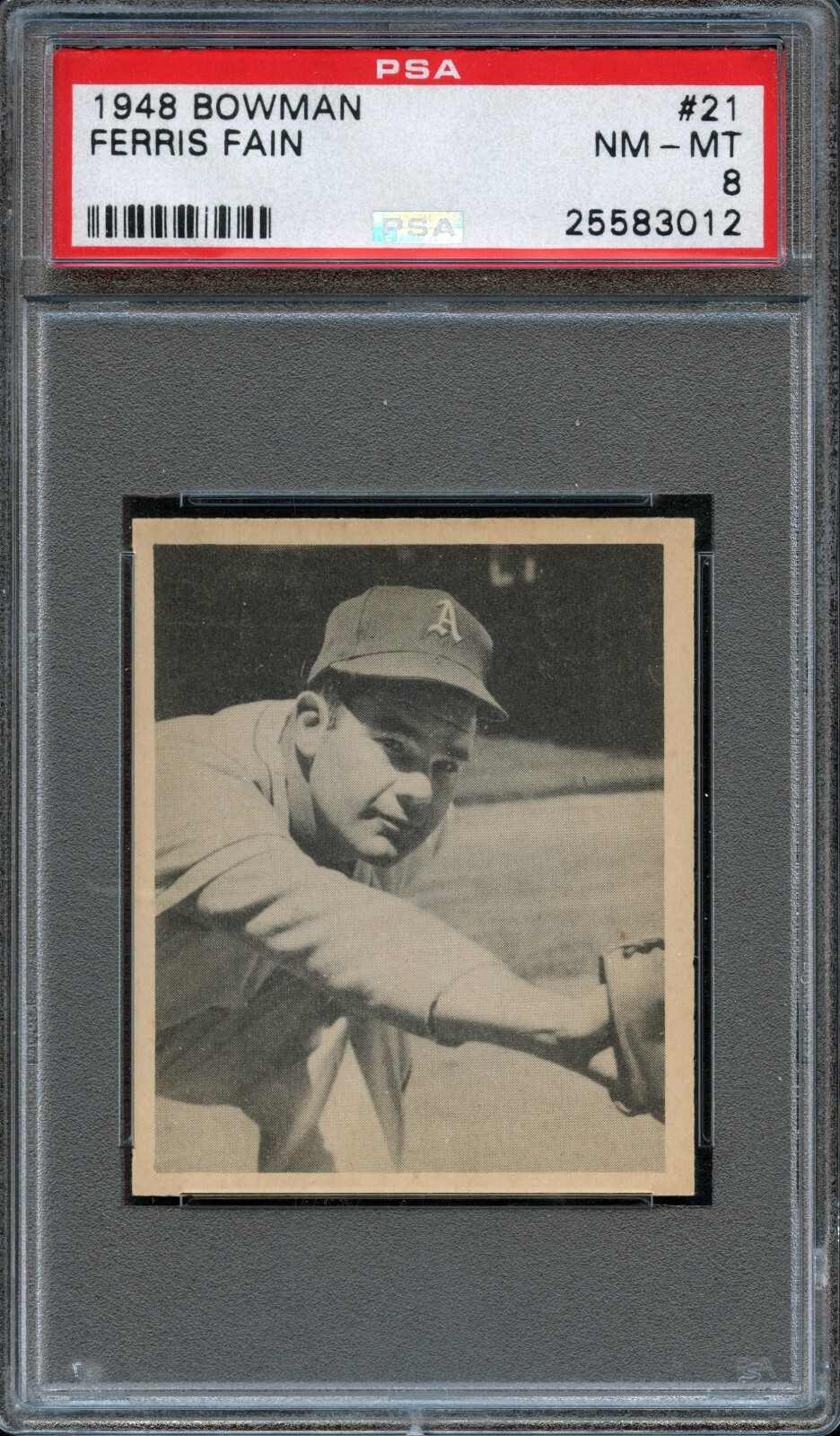 BB - 1948 Bowman - #21 - Ferris Fain - PSA 8 - NM-MT