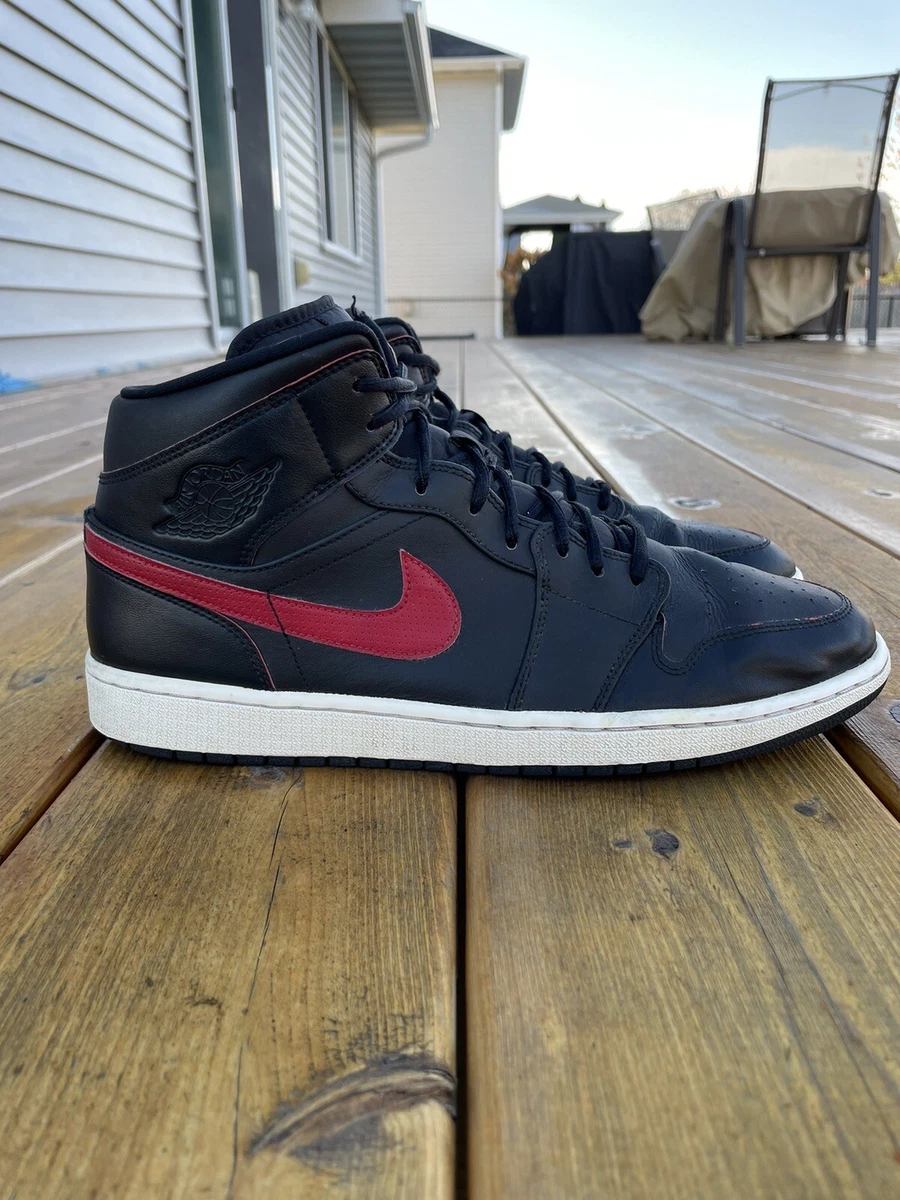 nike air jordan 1 mid men's black red