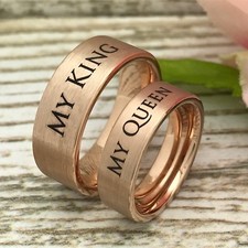 Anillo Rey y Reina, Su y Ella Anillos de TUNGSTENO, Personalizar Grabado Anillo de Tungsteno