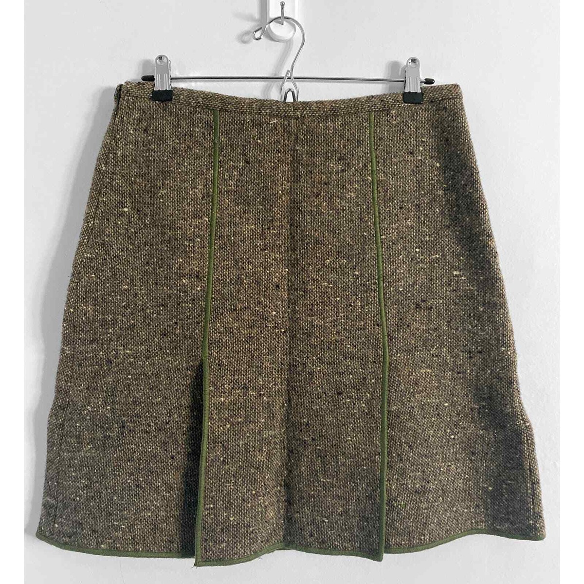 Moschino Cheap Chic Women's Layered Brown Tweed Panel Skirt Green