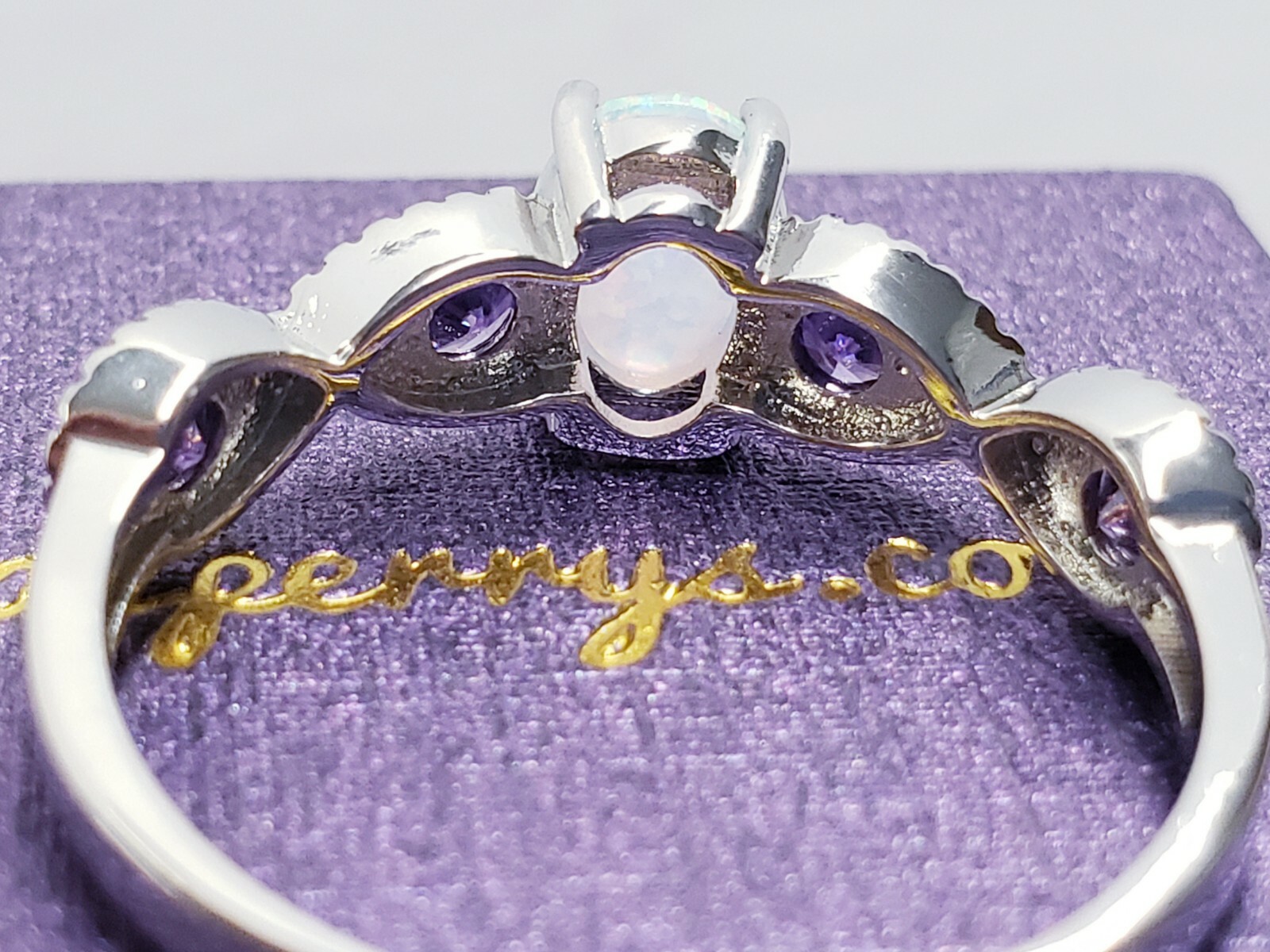 White Fire Opal Amethyst Ring - image 4