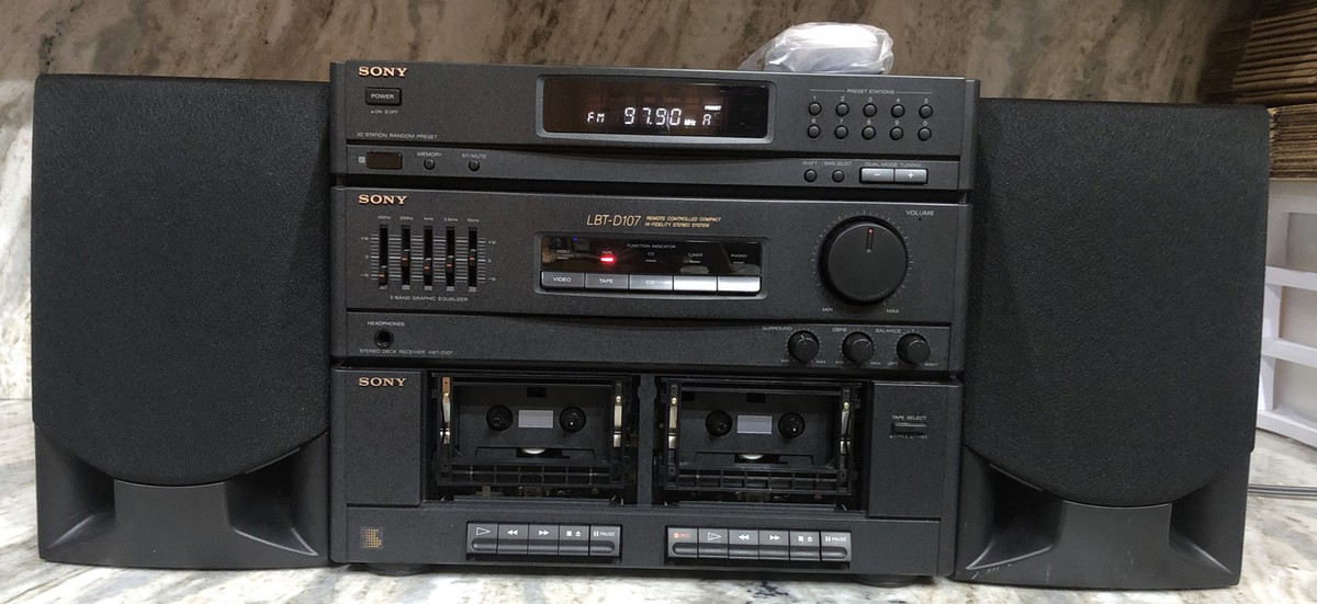 VINTAGE SONY LBT-D107 AM/FM Rem Home System W Dual Cassette & 2
